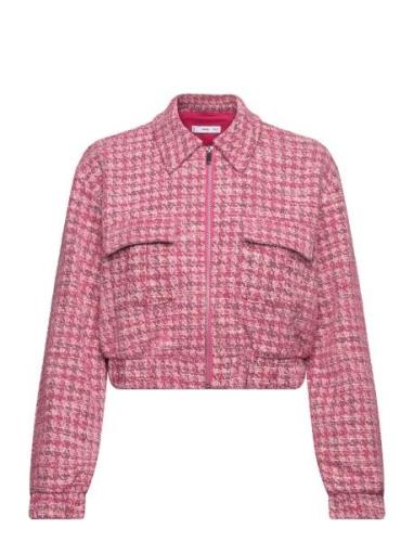 Houndstooth Tweed Jacket Mango Pink
