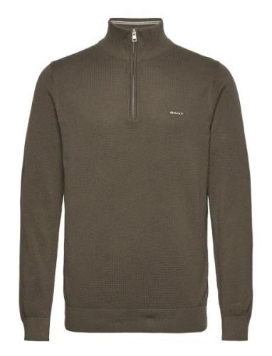 Cotton Pique Half Zip GANT Khaki