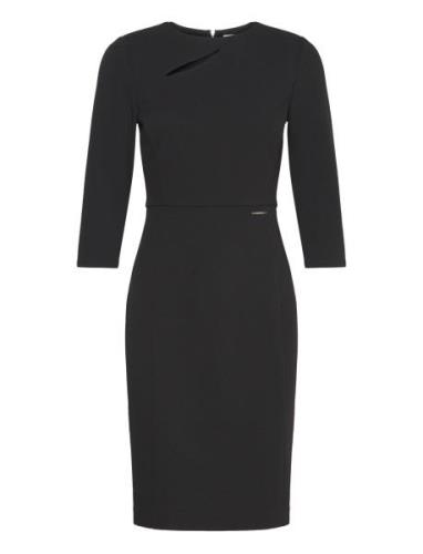 Scuba Crepe Half Sleeve Dress Calvin Klein Black