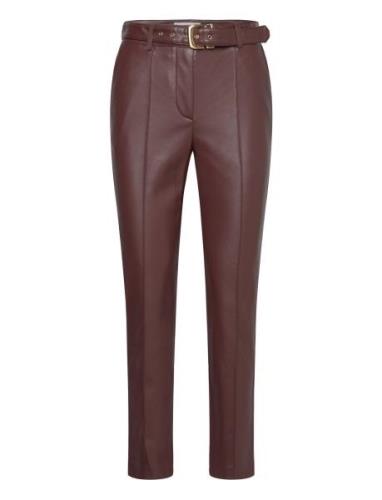 Leather-Effect Trousers With Belt Mango Red