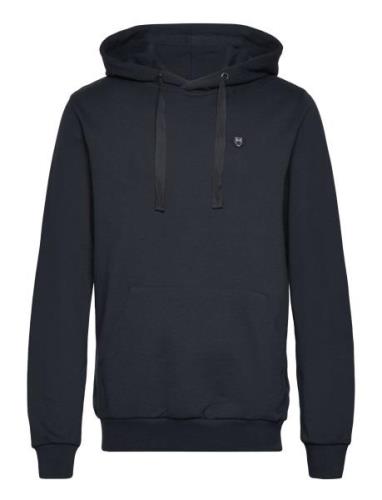 Arvid Basic Hood Badge Sweat - Gots Knowledge Cotton Apparel Navy