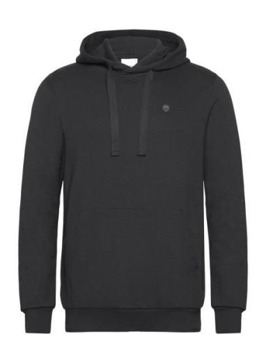 Arvid Basic Hood Badge Sweat - Gots Knowledge Cotton Apparel Black