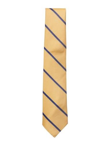 Yellow Blue Single Stripes Silk Tie AN IVY Yellow