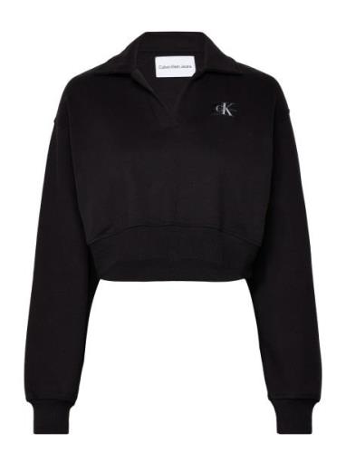 Label Polo Collar Sweatshirt Calvin Klein Jeans Black