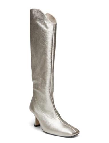 Billy Shimmer Silver Leather Boots ALOHAS Silver