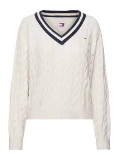 Tjw V-Neck Cable Sweater Tommy Jeans White