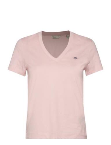 Reg Shield Ss V-Neck T-Shirt GANT Pink