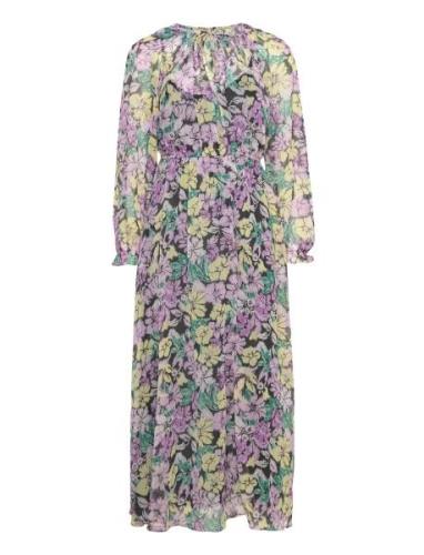 Textured Floral-Pattern Dress Mango Purple