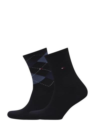 Th Women Check Sock 2P Tommy Hilfiger Black