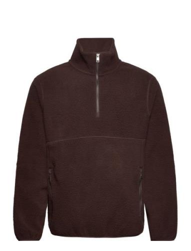 Zip-Neck Fleece Sweatshirt Mango Brown