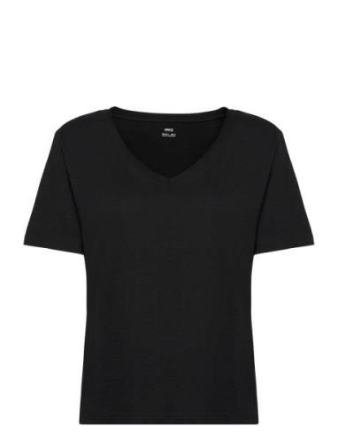 100% Cotton V-Neck T-Shirt Mango Black