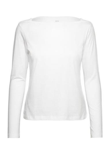 Cotton Boat Neck T-Shirt Mango White