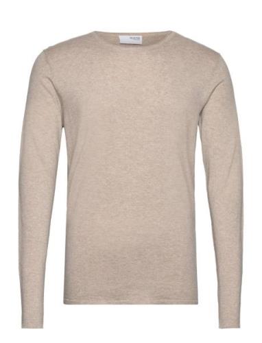 Slhrome Ls Knit Crew Neck Noos Selected Homme Beige