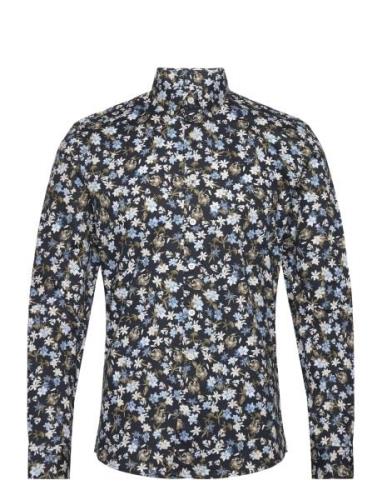 Aop Floral Shirt L/S Lindbergh Blue
