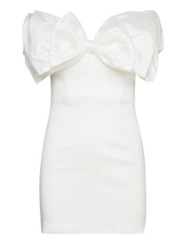 Mini Bow Dress Bardot White