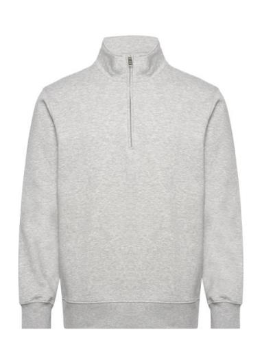 Cotton Sweatshirt With Zip Neck Mango Grey