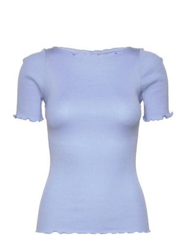 Silk Boat Neck T-Shirt Rosemunde Blue