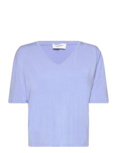 Rwbiarritz Ss V-Neck T-Shirt Rosemunde Blue