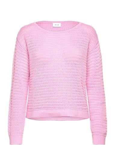 Vibellisina Boatneck L/S Knit Top - Noos Vila Pink