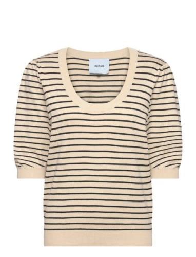 Mspam Striped Knit T-Shirt Minus Cream