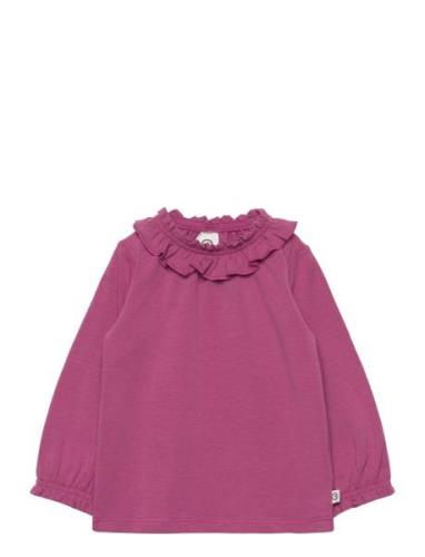 Cozy Me Frill Collar L/S T Baby Müsli By Green Cotton Pink