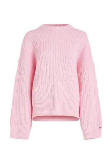 Cable All Over C-Nk Sweater Tommy Hilfiger Pink