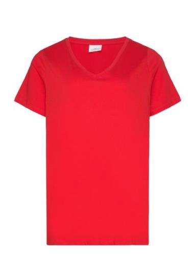 Carbonnie Life S/S V-Neck A-Shape Tee ONLY Carmakoma Red