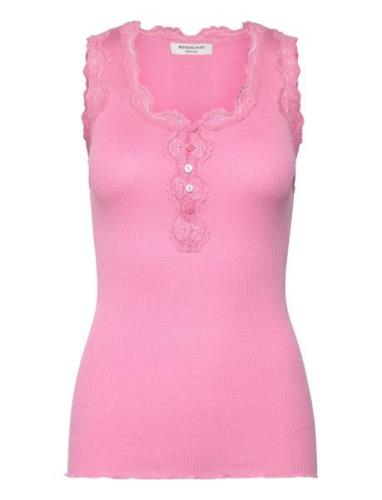 Silk Top W/ Button & Lace Rosemunde Pink