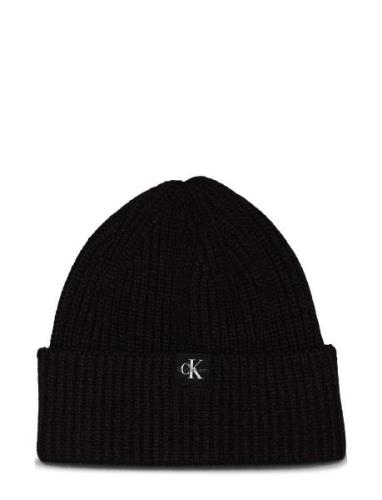 Monogram Rib Beanie Calvin Klein Black