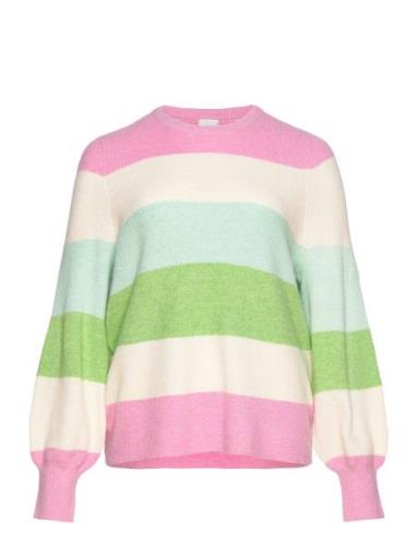 Carnew Daria L/S Stripe Pullover Knt ONLY Carmakoma Pink