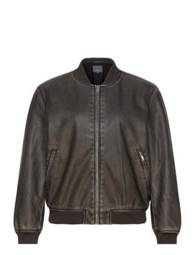 Carella Faux Leather Wash Bomber Otw ONLY Carmakoma Black