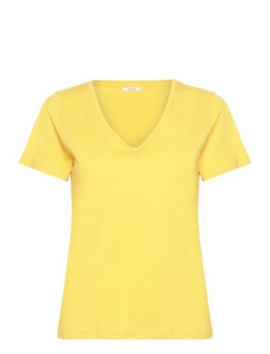 Crnaia Deep V-Neck T-Shirt Cream Yellow
