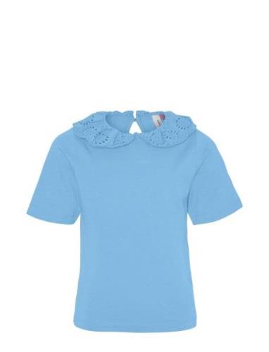 Vmpanna Glenn Ss Collar Top Jrs Girl Vero Moda Girl Blue