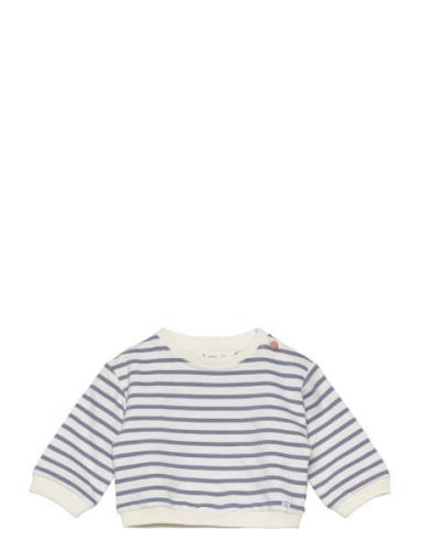 Striped Cotton-Blend Sweatshirt Mango Blue
