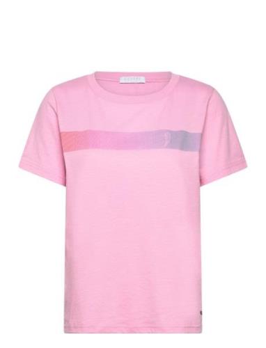 T-Shirt With Gradient Stripe - Mid Coster Copenhagen Pink