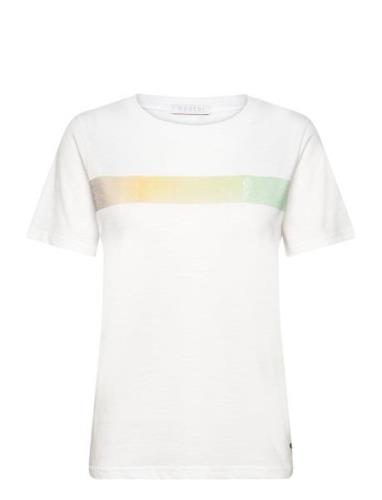 T-Shirt With Gradient Stripe - Mid Coster Copenhagen White