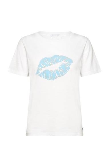 T-Shirt With Kissing Lips - Mid Sle Coster Copenhagen White