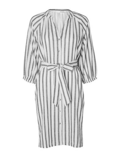 Slfalberta 3/4 Stripe Short Dress Noos Selected Femme White