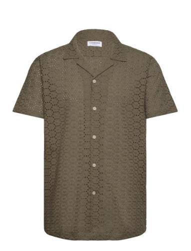 Embroidery Cotton Shirt S/S Lindbergh Khaki