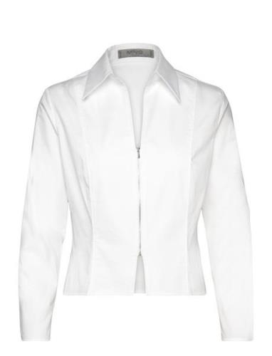 Fitted Cotton Zipper Shirt Mango White