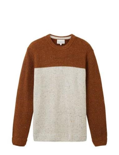 Nep Structured Crewneck Knit Tom Tailor Brown