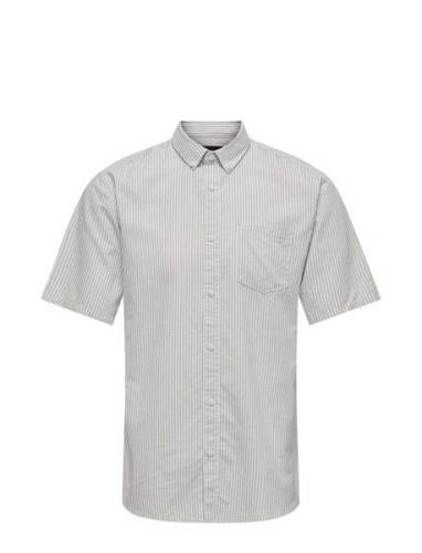 Onsremy Ss Slim Wash Stripe Oxford Shirt ONLY & SONS Grey