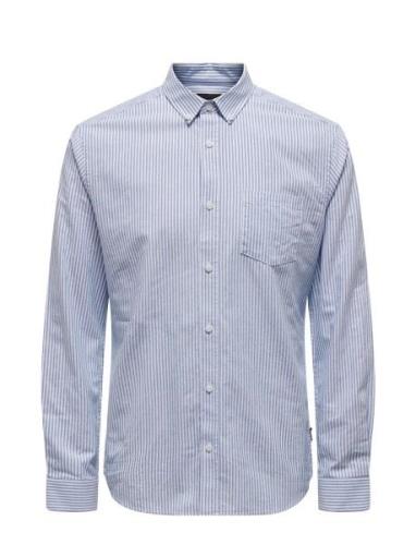 Onsremy Ls Reg Wash Stripe Oxford Shirt ONLY & SONS Blue