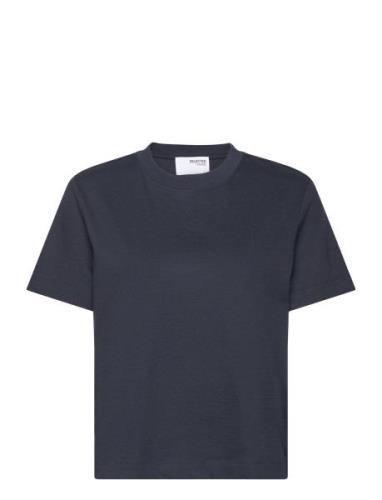 Slfessential Ss Boxy Tee Noos Selected Femme Navy
