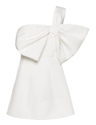 Bella Bow Mini Dress Bardot White