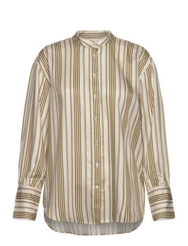 Relaxed Striped Stand Collar Shirt GANT Green