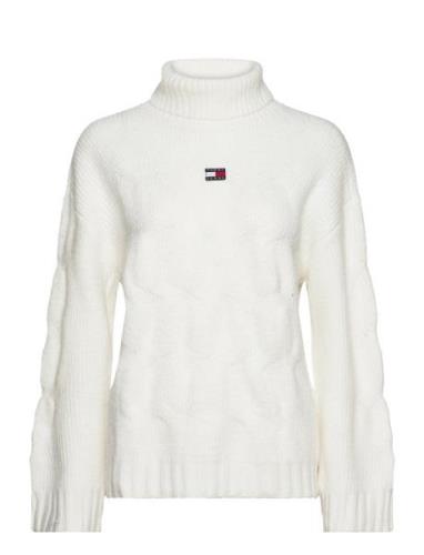 Tjw Badge Trtlnk Cable Sweater Tommy Jeans White