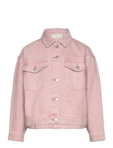 Denim Jacket With Pockets Mango Pink