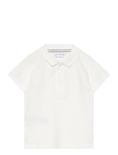 Textured Cotton Polo Shirt Mango White