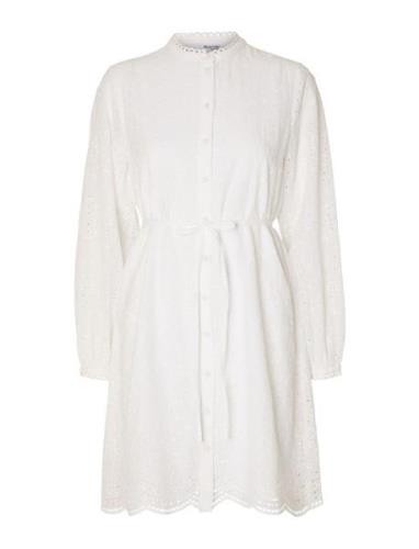 Slftatiana Ls Short Embr Dress Noos Selected Femme White